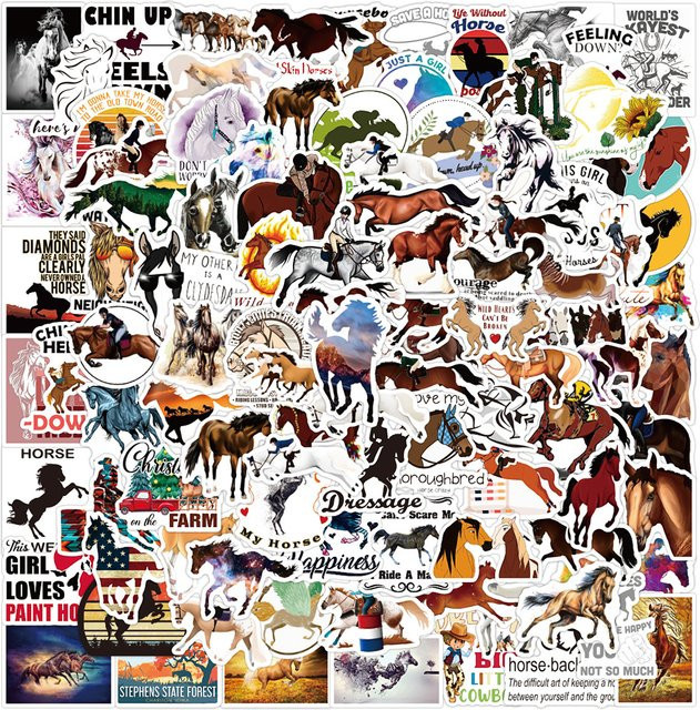 Charile Cartoon Tiere Pferd Reit Aufkleber, 100-teiliges Set - Bild 1