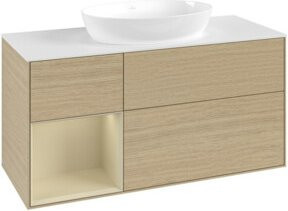 V&B Waschtischunterschrank Finion in Weiß mit Eichen Dekor, Breite: 120 cm, Tiefe: 50,1 cm, Höhe: 50,1 cm - Bild 1