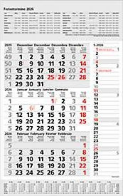 Korsch Combi 2026 Wandkalender 3-Monatsplaner mit Datumsschieber und Streifentimer, Grau, B: 30,0 cm, H: 47,8 cm - Bild 1