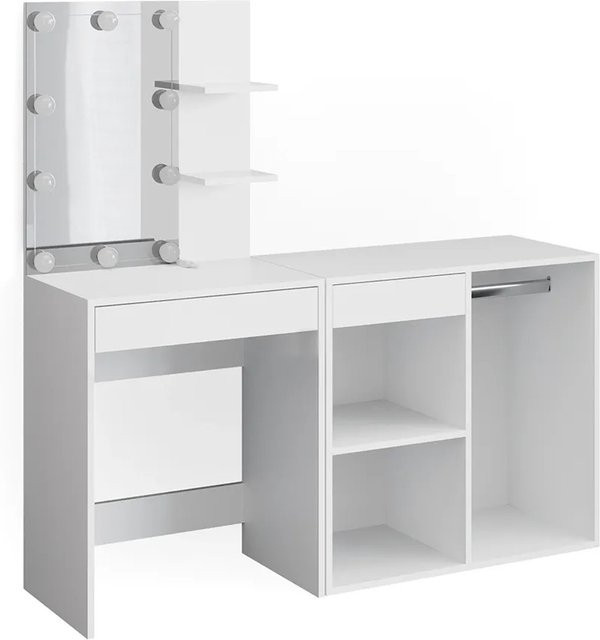 Vicco Schminktisch Isabelle Weiß mit LED-Beleuchtung und Schrank - Bild 2