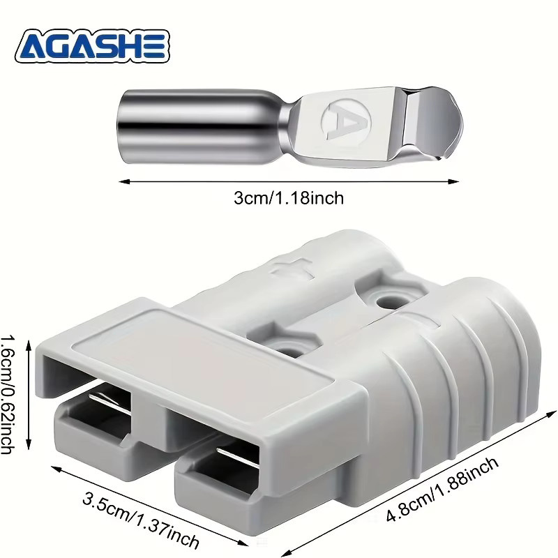AGASHE Batterieadapter 50 A Set mit T-Puller und Haltestopfen für elektrische Gabelstapler, 2 Stück - Bild 3