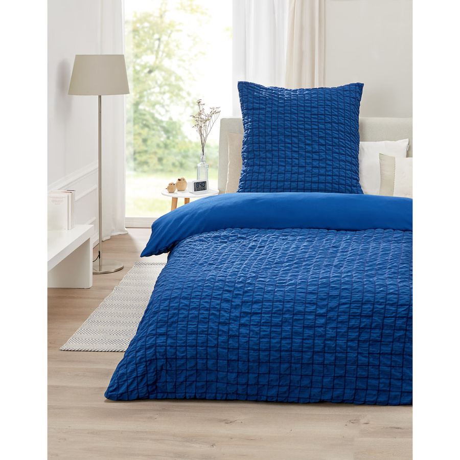 Seersucker-Bettwäsche Square von Moderne Hausfrau, 2-teilig, Blau, Breite: 135 cm, Länge: 200 cm - Bild 3