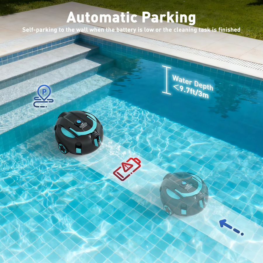 Vastorm H1 Kabelloser Roboter-Poolreiniger in Schwarz mit Doppelsaugung und Selbstparkfunktion - Bild 4