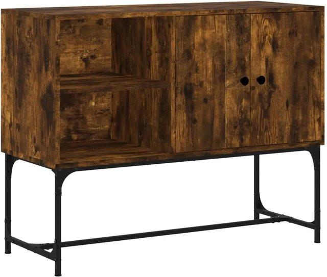 vidaXL Sideboard Räuchereiche in Braun aus Holzwerkstoff und Eisen im Industrie-Stil B/T/H: 100 x 40 x 79,5 cm - Bild 1