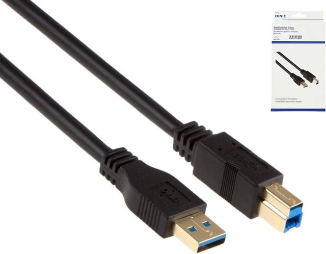 DINIC USB 3.0 Kabel A auf A mit vergoldeten Kontakten, schwarz, Länge: 2,00 m - Bild 1