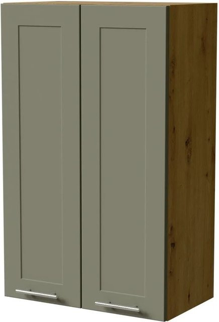 Feldmann-Wohnen Hängeschrank Oslo W4 Küchenschrank Eiche Artisan und Reed Green Matt mit Soft-Close-Türen, B/T/H: 60 x 32,5 x 96 cm - Bild 1