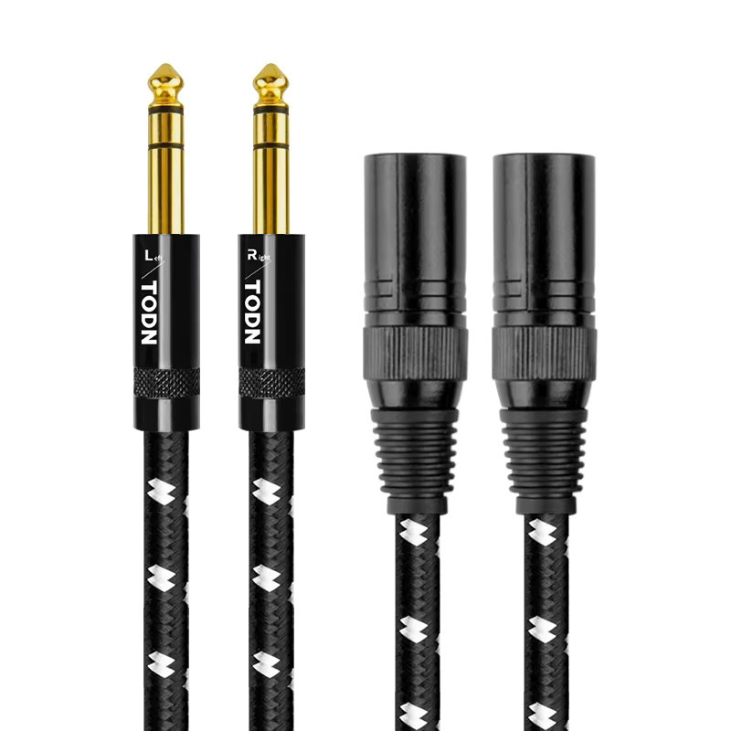 TODN Stereo Audiokabel Set aus 6N OFC, 1 Paar vergoldete symmetrische Aux-Kabel, 6,5mm TRS auf XLR, Schwarz und Gold - Bild 5