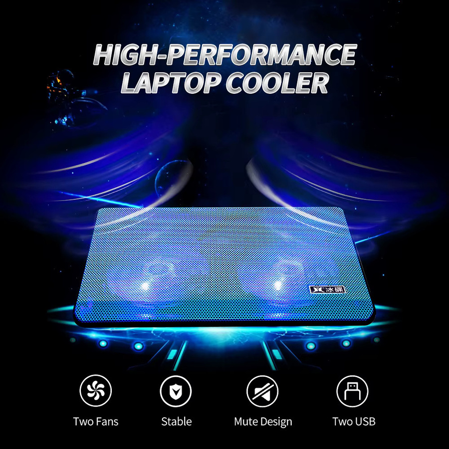 Hochleistungs-Laptop-Kühler von Arealer mit zwei Lüftern und zwei USB-Anschlüssen für Laptops bis 17 Zoll - Bild 3