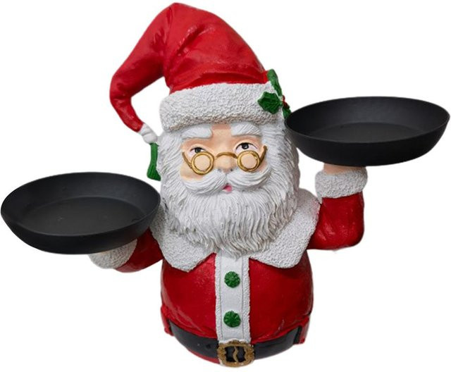 CosyHome Weihnachtsfigur als Snackschale aus Harz mit Weihnachtsmann und Schneemann in Grau und Multicolour - Bild 1