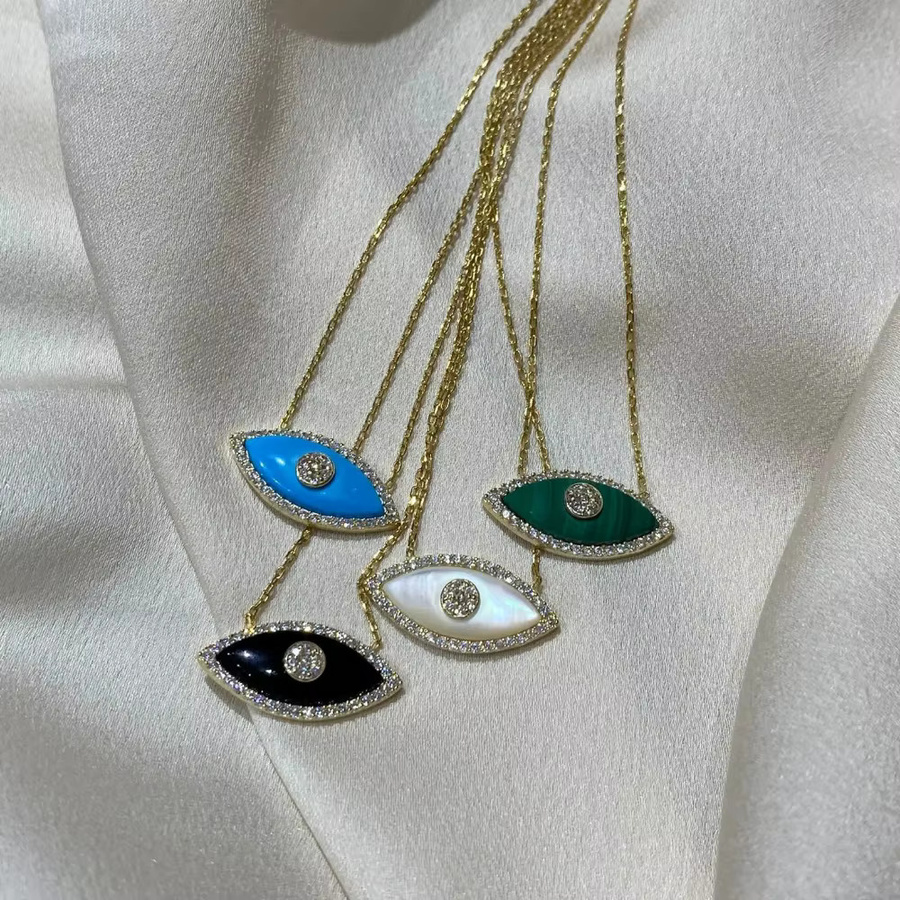 SLOONGJEWELRY Halskette, Türkis, Weiß Opal, Evil Eye, Zirkonia, Unisex - Bild 2