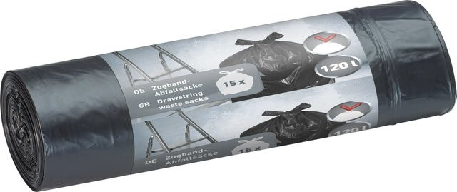 Zugband-Abfallsäcke Schwarz 15 Stück - Bild 1