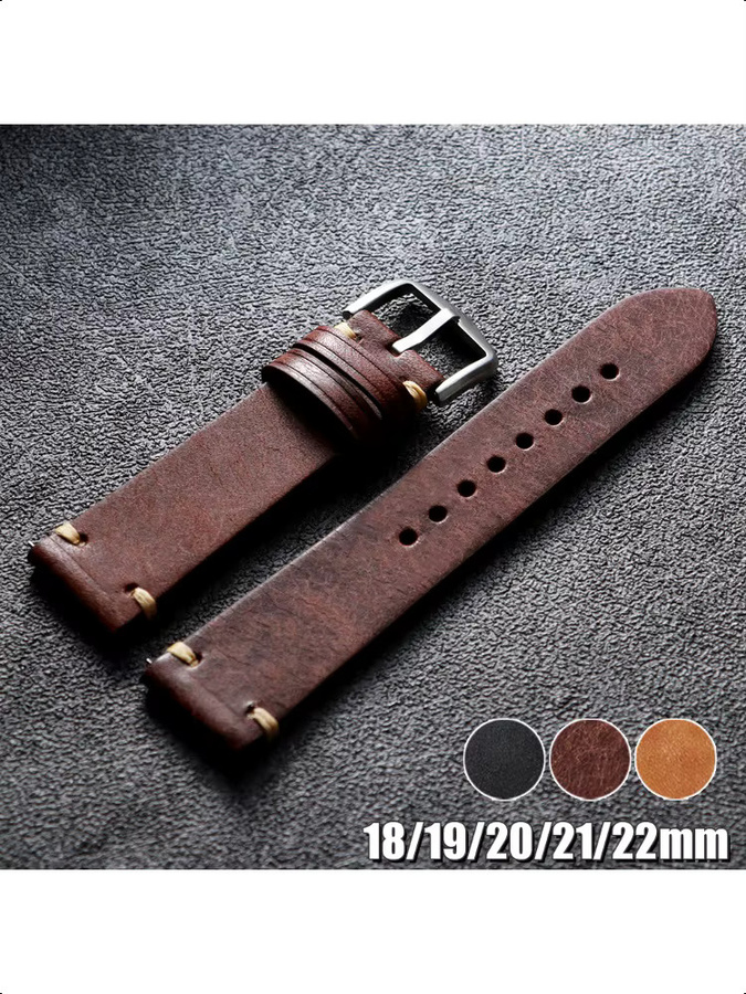 HQstrap Uhrenarmband Echtleder, 18 mm, 19 20 mm, 21 22 mm, Schnellverschluss - Bild 3