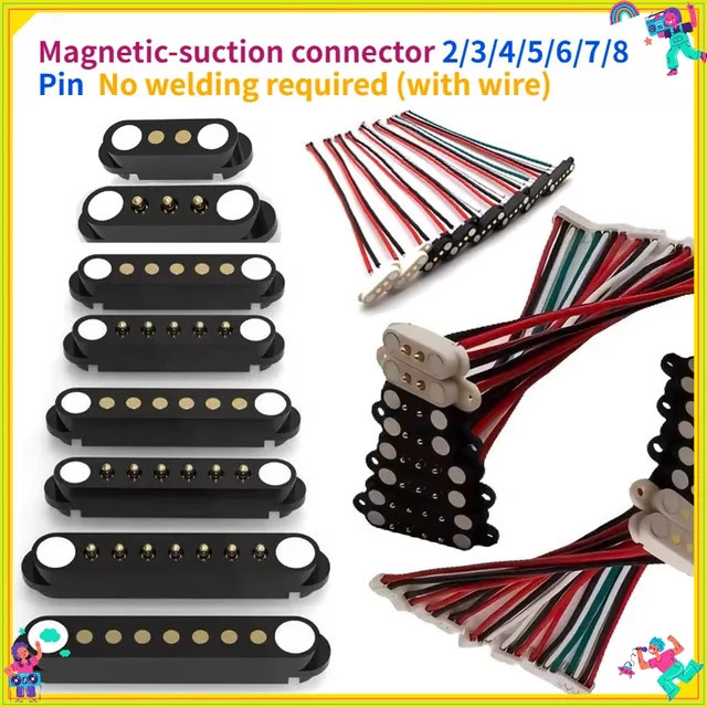 1/5 Set Magnetische Pogo-Pin-Stecker und Buchsen in Schwarz mit 2-Pin bis 9-Pin Optionen und 2,5/2,80mm Abstand - Bild 1