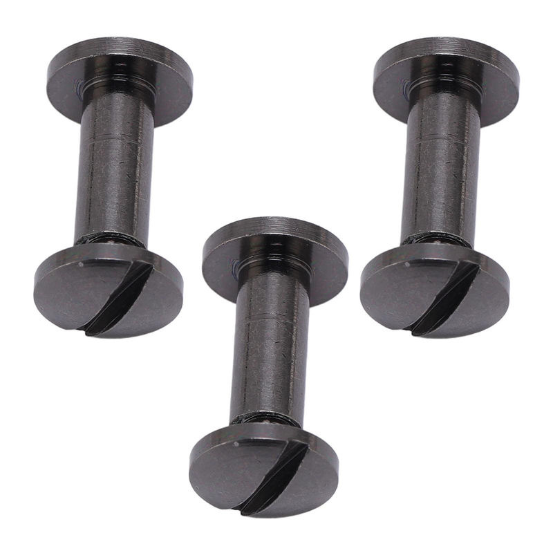 20 Set Koogeelife Bindnieten aus Zinklegierung mit Bogenschlitzschraubenkopf in Schwarz, B: 8 mm, T: 10 mm, H: 5 mm - Bild 2