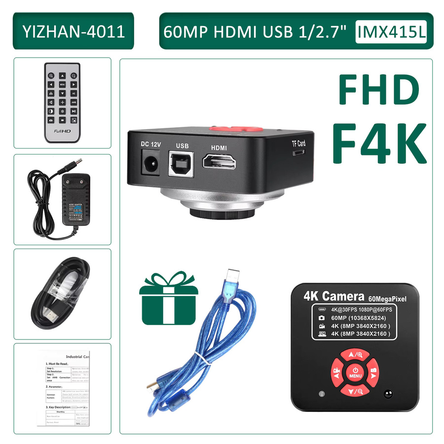 YIZHAN Industriemikroskopkamera 4K 60MP mit IMX415 Sensor, HDMI und USB, Schwarz, inklusive Windows-Messsoftware und Fernbedienung für Trinokularmikroskope, PCB-Reparatur und Elektronikinspektion - Bild 7