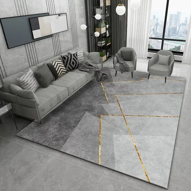 VIKAMA Teppich in Grau mit modernem Abstract-Design für Wohnzimmer und Schlafzimmer, schmutzabweisend und rechteckig - Bild 1