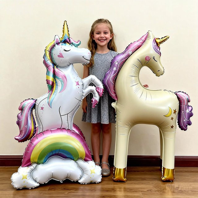 XMSJ Regenbogen-Einhorn-Ballon in Mehrfarbig für Kindergeburtstage und Babypartys - Bild 1