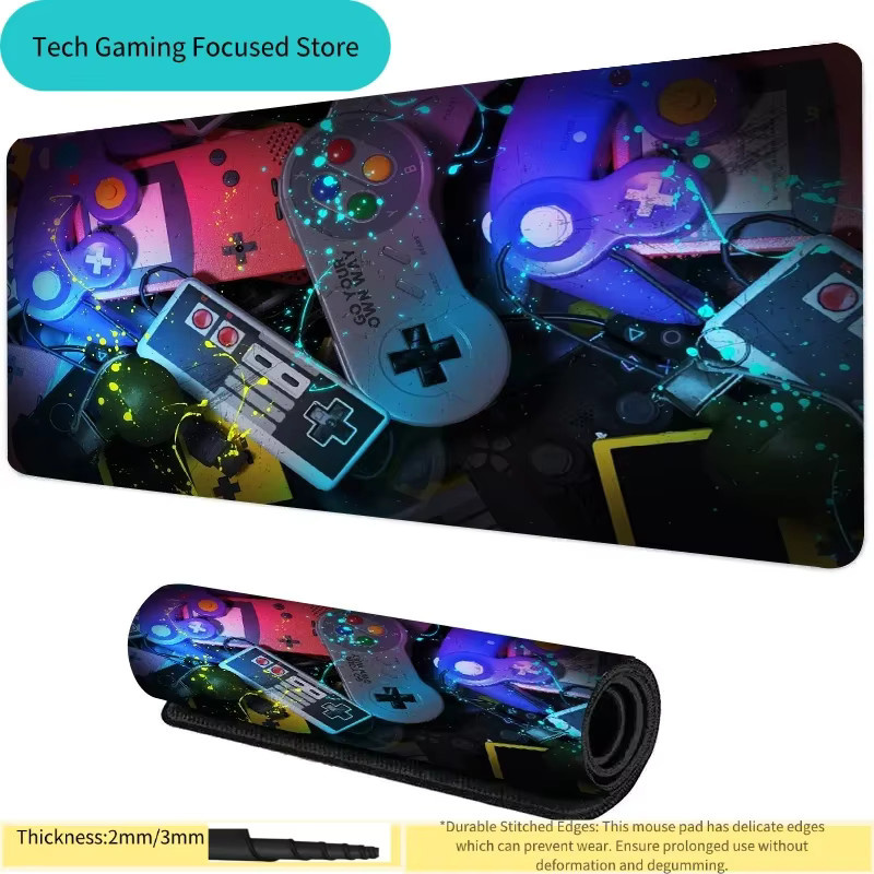 Potdemiel Retro-Gamer-Controller Mauspad Cartoon E-Sports Schreibtischunterlage aus Gummi für PC und Laptop - Bild 2