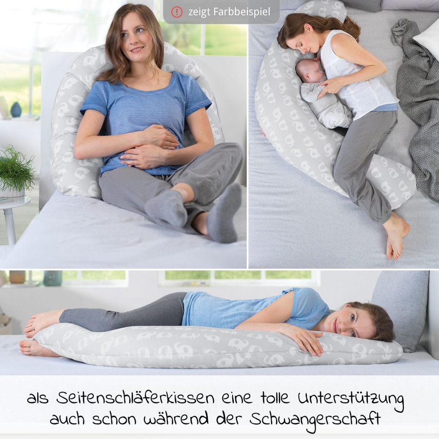 Theraline Stillkissen mit Perlen-Füllung und Bezug, Farbe: Grau, Design: Herzen, Länge: 180 cm - Bild 2