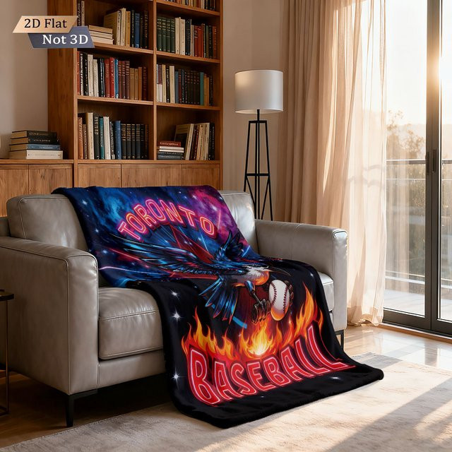 Weiche Flanelldecke mit Tauben-Baseball-Sportdruck in Multicolour, 230 g, maschinenwaschbar - Bild 1