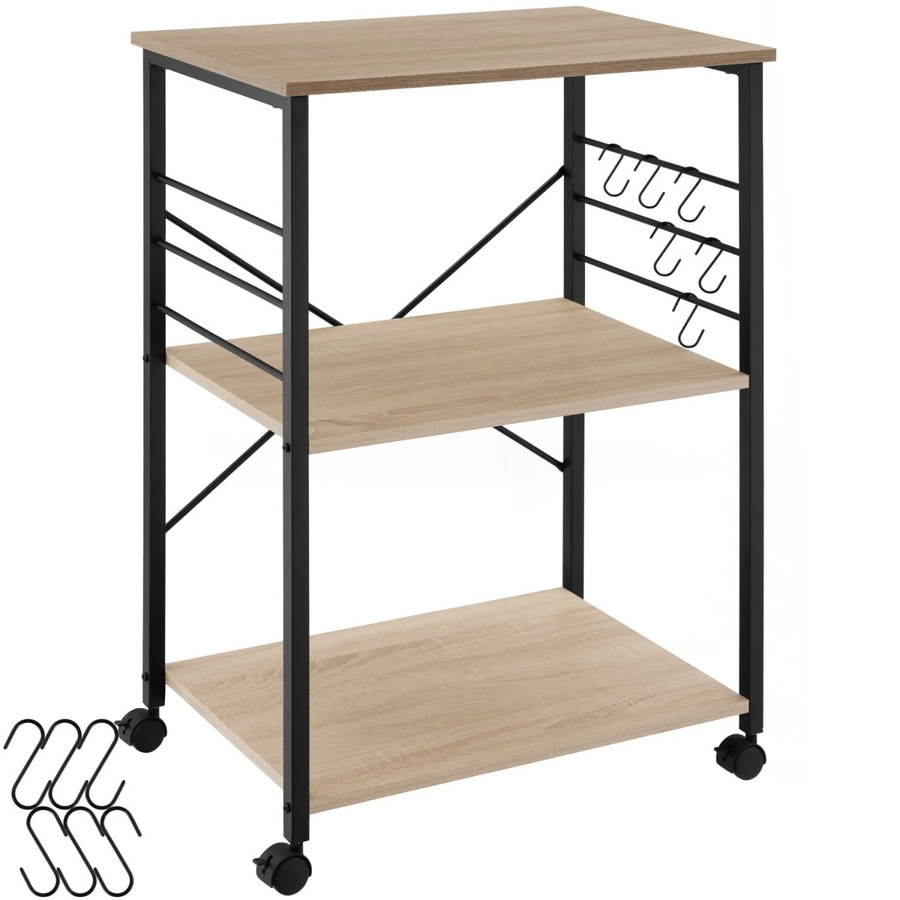 tectake Servierwagen im Industrial Style mit 3 Ebenen aus Spanplatte und pulverbeschichtetem Stahl in Braun und Beige, B/T/H: 65,5 x 45,5 x 88,5 cm - Bild 2