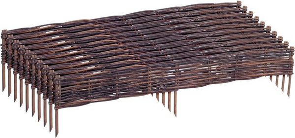 Relaxdays Beeteinfassung aus Weide in Braun, 10er Set, Höhe: 10 cm, Länge: 100 cm