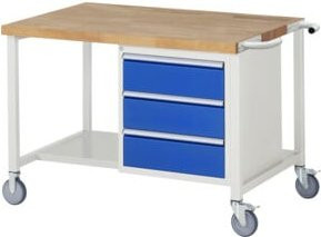 Rau Fahrbare Werkbank 8157 mit 3 Schubladen in Grau und Multicolour, B/T/H: 125 x 90 x 88 cm - Bild 1