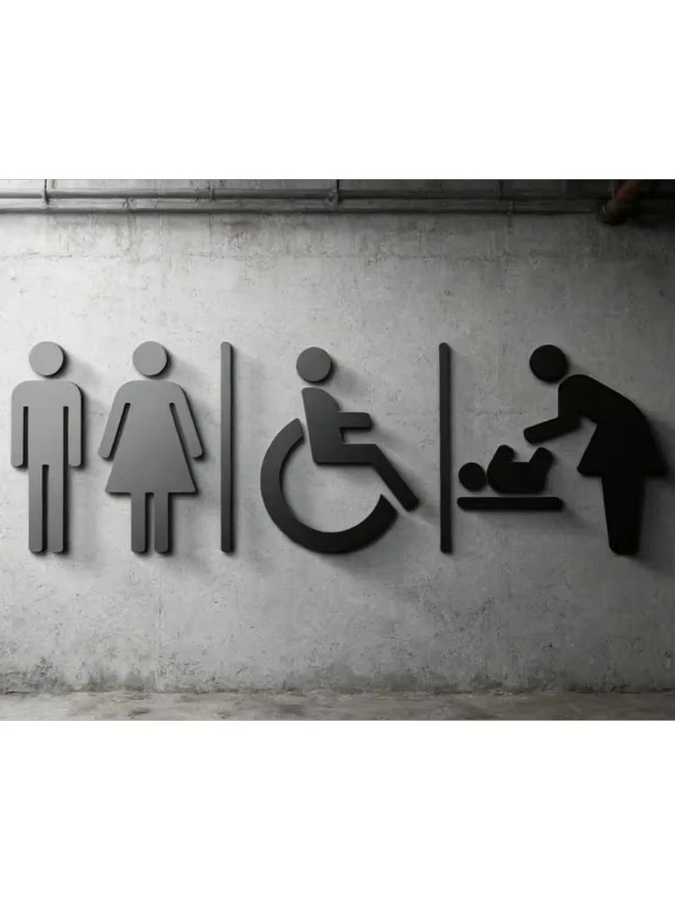 CIFBUY 3D-Acryl-Toilettenschild für barrierefreien Baby-Wickelbereich in Schwarz - Bild 4