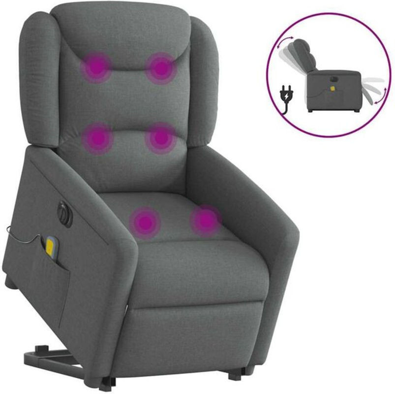Elektrischer Massagesessel mit Aufstehhilfe von vidaxl in Anthrazit aus Stoff und Metall - Bild 1
