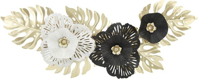 CosyHome Wanddekoration aus Metall in Beige mit floralem Blumen-Design für dein Wohnzimmer - Bild 1