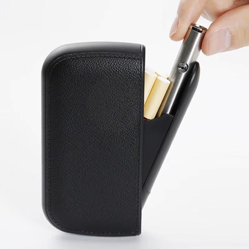 KeYi Leder-Zigarettenetui aus PU-Leder mit automatischem Auswurf-Design, wasserdicht und druckfest, 10 Stück, Farben: Schwarz und Weiß - Bild 2