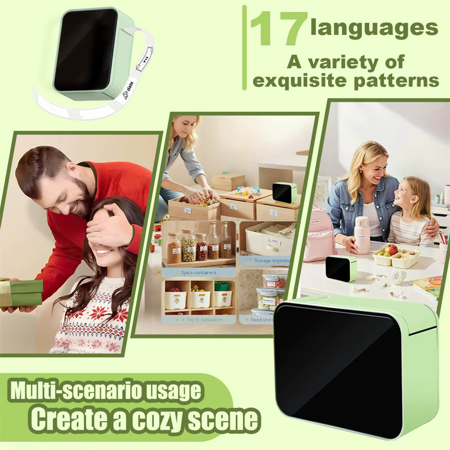 MarkLife P15 Mini tragbarer Thermodrucker in Grün, kabelloser Bluetooth Etikettendrucker für Zuhause und Büro - Bild 3