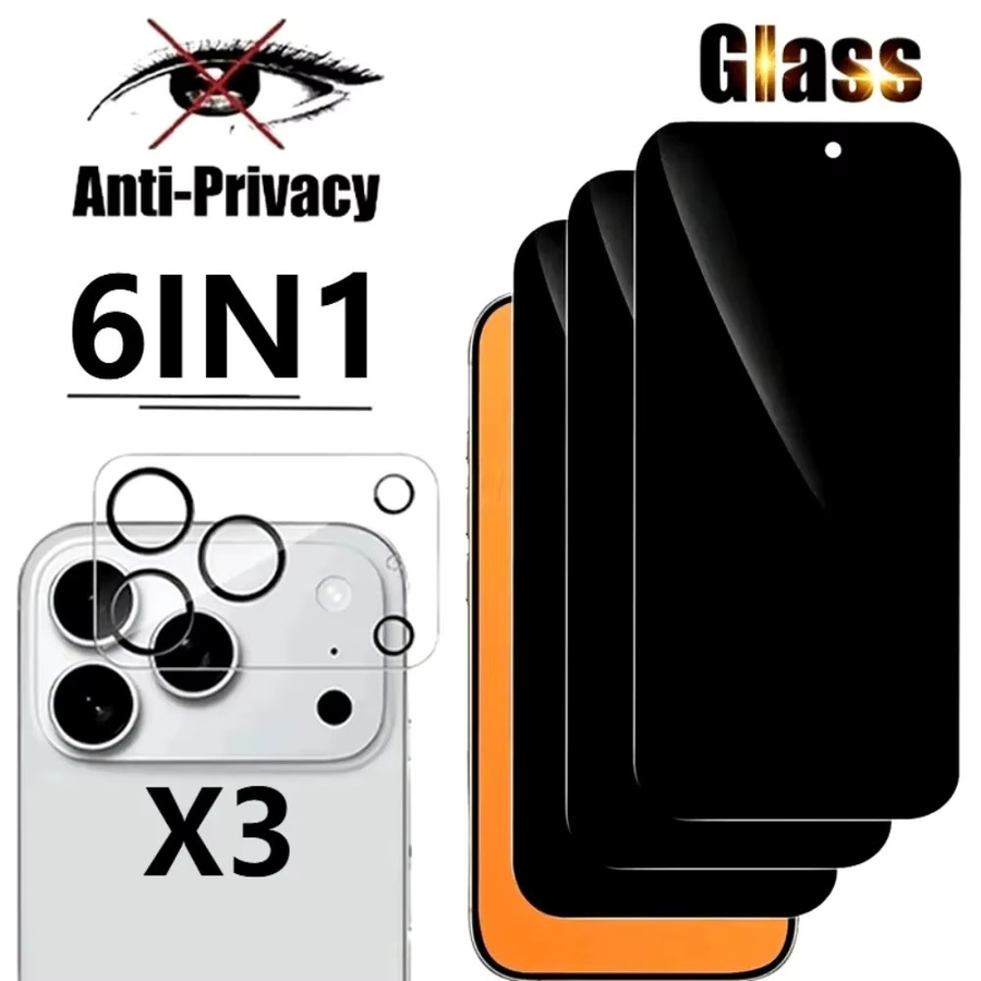 6-in-1 Displayschutzfolie und Kameraobjektivglas Set für iPhone 17 16 15 14 Pro Max Plus und iPhone 13 12 11 Pro 16e 17 Air in Transparent - Bild 1