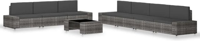 vidaXL 8-tlg Garten-Lounge-Set aus Poly Rattan in Grau und Anthrazit mit Polsterung und Couchtisch - Bild 1