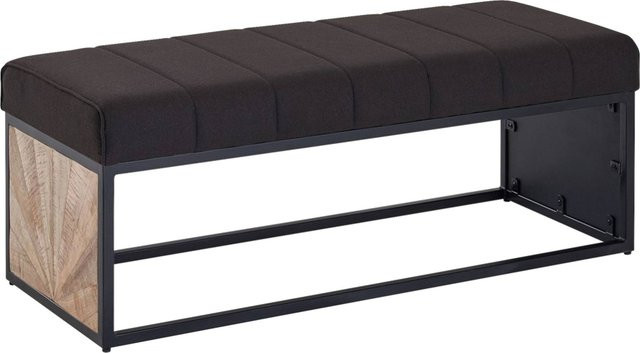 Wohnling Sitzbank aus Mango Massivholz und Eisen in Dunkelbraun und Schwarz mit Stoffbezug, B/H/T: 105 x 40 x 40 cm - Bild 1