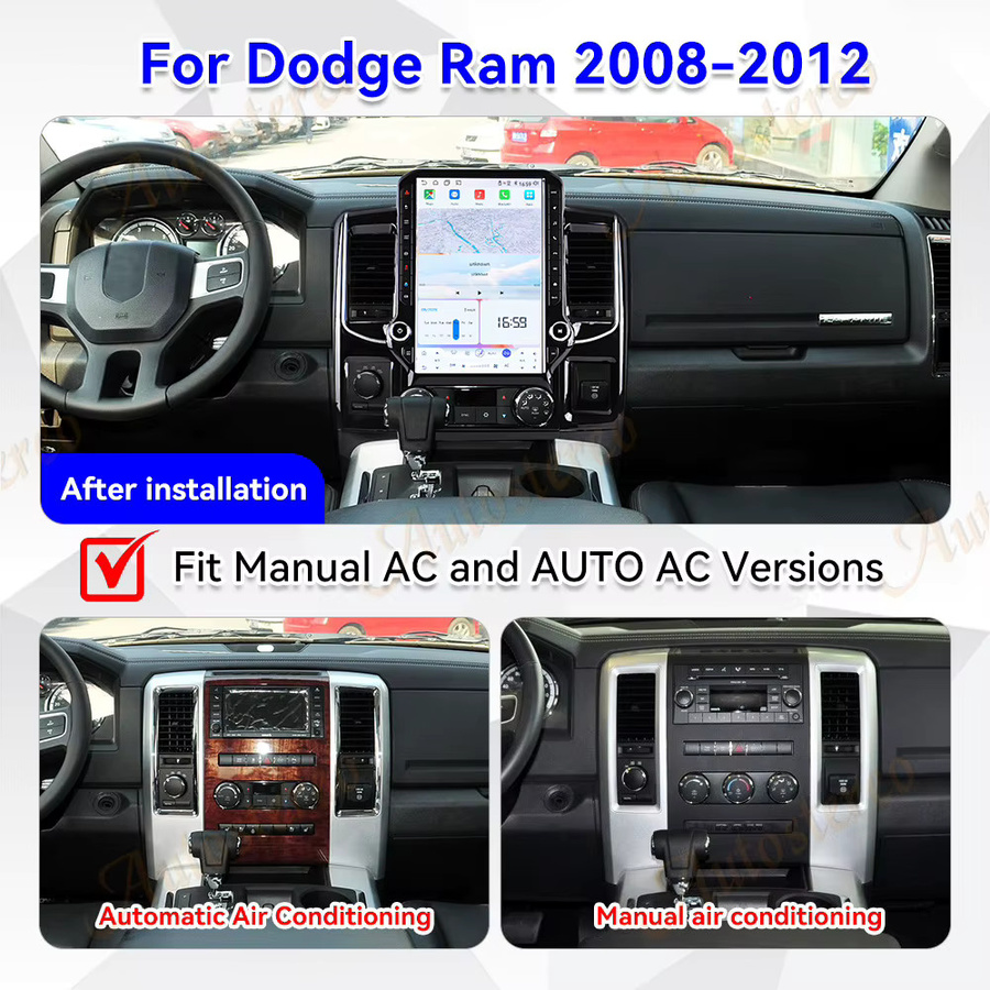 ZWNAV Android Carplay Multimedia Player im Tesla Stil für Dodge RAM 2008-2012 mit 14,5 Zoll Display und GPS, Schwarz - Bild 4