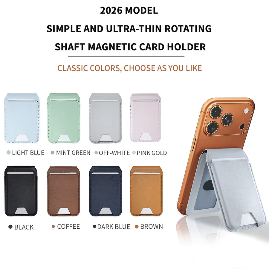 Magnetischer Kartenhalter aus PU-Leder als Brieftaschenständer für MagSafe iPhone, Samsung und Xiaomi mit integriertem Kartenständer zur Aufbewahrung mehrerer Karten - Bild 3