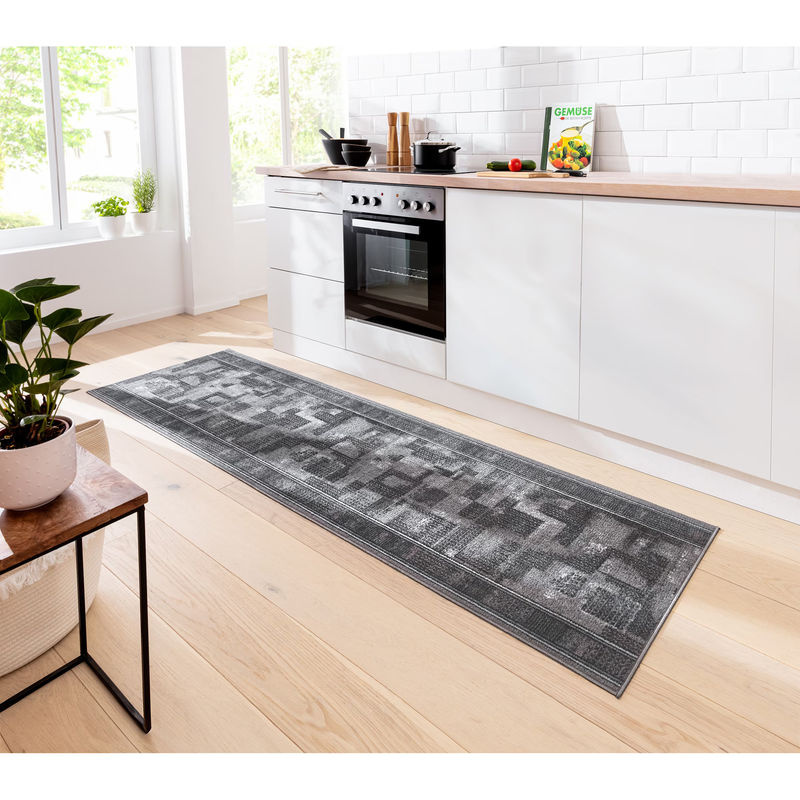 Moderner Teppich Tetris in Grau mit geometrischem Design für Flure - Bild 2