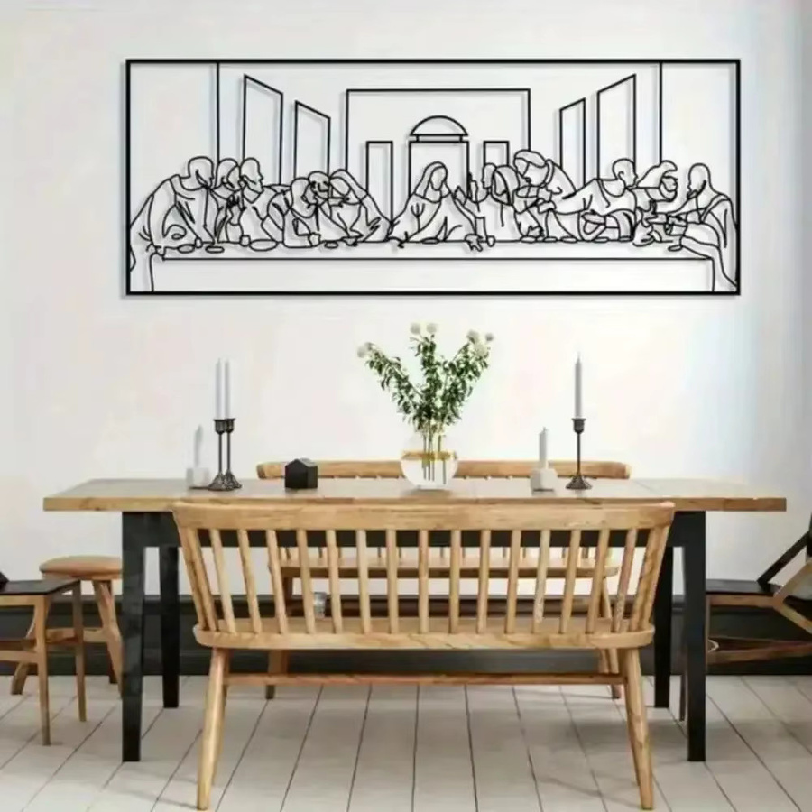 CIFBUY Religiöse Metall-Wandkunst Das Abendmahl von Leonardo Da Vinci in Schwarz - Bild 2
