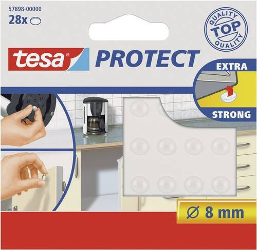 tesa Protect Rutschstopper selbstklebend, rund, transparent, 28 Stück, Durchmesser: 8 mm - Bild 1