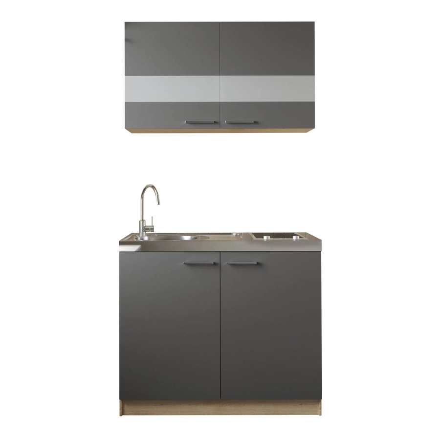 Respekta Küchenmöbel-Set Merle in Grau mit Glastüren und Soft-Close-Funktion, B/H/T: 100 x 200 x 60 cm - Bild 2