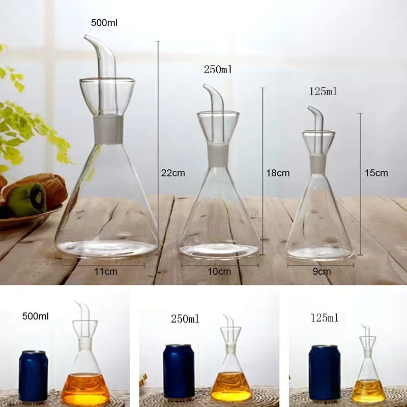 Auslaufsichere Ölflasche aus Borosilikatglas für Küche und Haushalt, transparent, 300 ml - Bild 2