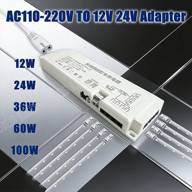 LED Netzteil Transformator für Schrankbeleuchtung und Lichtstreifen mit DuPont Port, AC 110V 220V zu DC 12V 24V, Farbe: Weiß - Bild 1