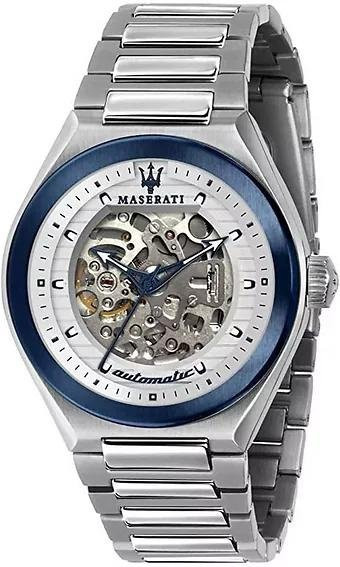 Maserati Herrenuhr, Automatik, Edelstahl, grau, Tonneau, 10 ATM - Bild 1