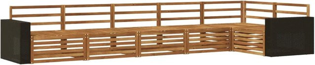 vidaXL Outdoor-Sofagarnitur aus Akazienholz in Braun, 6-teiliges L-Shape Set, B/T/H: 402 x 172,5 x 73 cm - Bild 1
