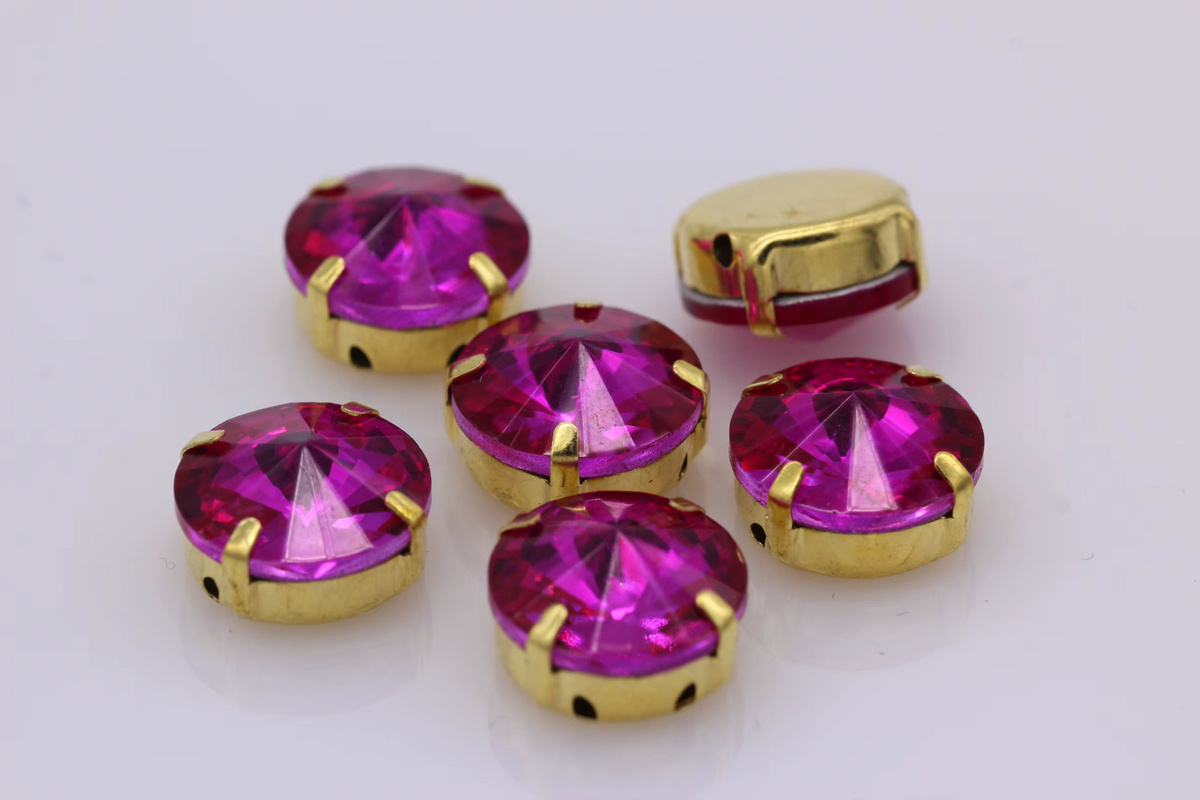 QiARSOYOO Rivoli Runde Strass Kristall, Goldener Knopf - Bild 2