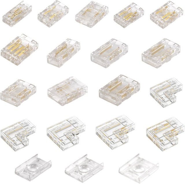 QHJIA COB-LED-Drahtverbinder lötfreie Mini-Schnalle für LED-Streifen in 2, 3 oder 4-poliger Ausführung, transparent - Bild 1