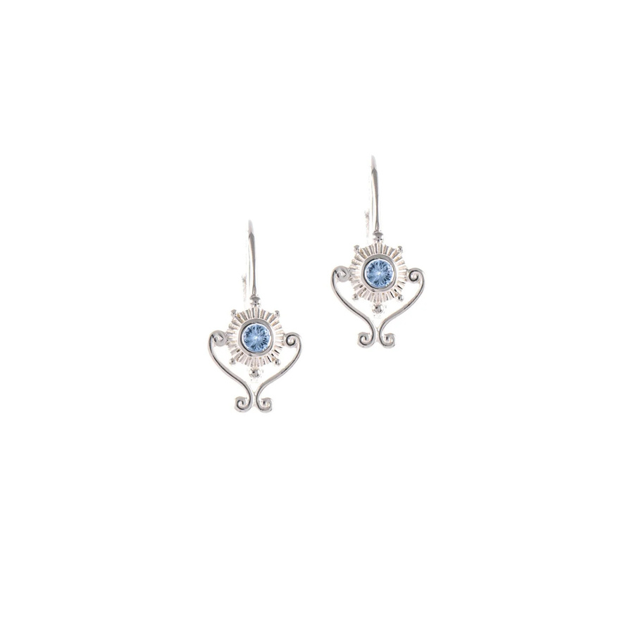Ohrringe Bouton 925 Silber, Zirkonia, hellblau, Damen - Bild 1