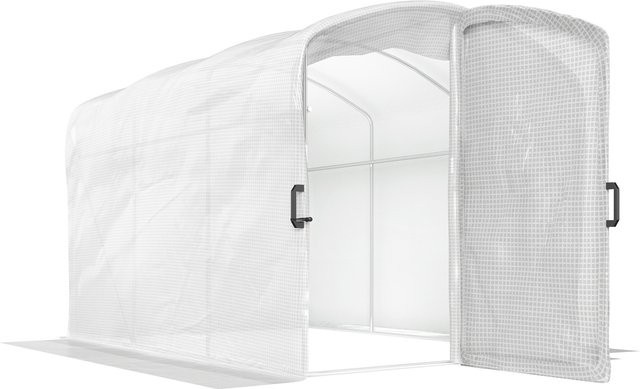 Outsunny Folientunnel-Gewächshaus Weiß, B/T/H: 300 x 200 x 195 cm, 6 m² mit PE-Plane und Tür für Gemüse, Obst und Blumen - Bild 1