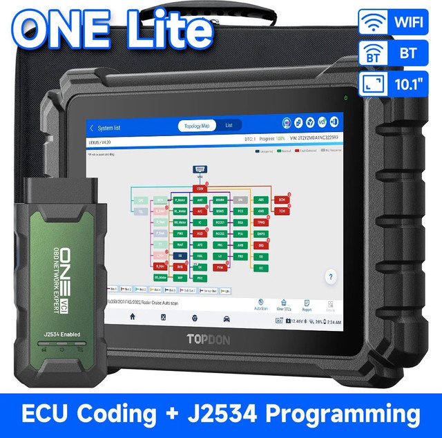 TOPDON ONE Lite Bidirektionaler J2534 Programmier- und Online-Codier-Diagnosescanner in Schwarz - Bild 1